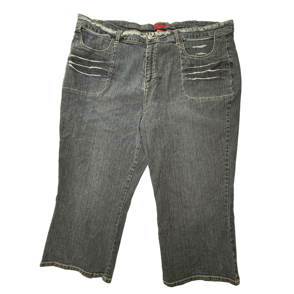 Goddess Jeans Womens 26 Dark Wash Cropped Wide Leg Stretch‎ Denim Pants DS627XX